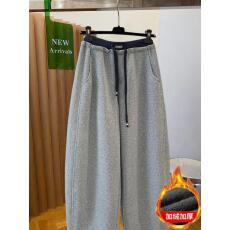 批发高级感韩系慵懒风松弛感冬季加厚加绒卫裤休闲裤<b class='q'>女</b>独特别致弯刀裤