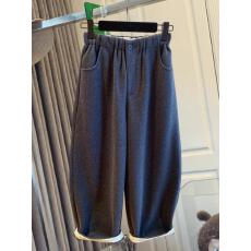 批发加绒加厚软糯毛呢<b class='q'>裤</b>女秋冬2024新款宽松九分阔腿<b class='q'>裤</b><b class='q'>气球</b><b class='q'>裤</b>奶奶<b class='q'>裤</b>子