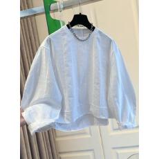 批发高级感独特别致套头圆领<b class='q'>衬衫女</b>2026新款春秋宽松黑色长袖小衫上衣