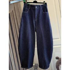 批发今年流行的牛仔裤女春秋款慵懒松弛感高腰<b class='q'>休闲裤</b>镰刀裤香蕉裤长裤