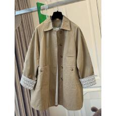 批发欧洲站蕾丝拼接袖口黑色翻领风衣女外套中长款宽松洋气<b class='q'>秋</b>2026新款