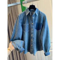 批发韩系复古蓝色牛仔衬衫女长袖2026新款宽松减龄百搭漂亮衬衣外套秋