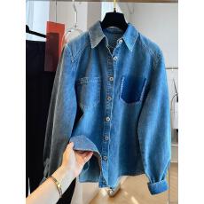 批发韩系复古蓝色牛仔衬衫女长袖2026新款宽松减龄百搭漂亮衬衣外套秋