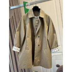 批发<b class='q'>英伦</b><b class='q'>风</b>撞色格子翻领中长款<b class='q'>风</b>衣女外套小个子宽松时尚洋气春季新款