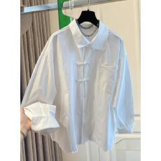 批发2026春秋新款小众复古新中式轻国风盘扣长袖衬衫女内搭打底衫上衣