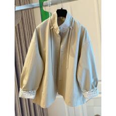 批发高级感蕾丝花边立领<b class='q'>风衣</b>外套<b class='q'>女</b>春秋2026<b class='q'>新款</b>宽松休闲百搭夹克上衣