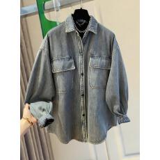 批发欧货复古百搭牛仔衬衫外套女2026春秋新款宽松叠穿外穿长袖衬衣女