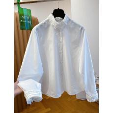 批发高级感白色蕾丝木耳边衬衫女<b class='q'>长袖</b>2026新款宽松洋气漂亮可内搭上衣