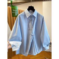 批发高级设计感扭结衬衫女<b class='q'>长袖</b>2026新款<b class='q'>韩版</b>纯棉宽松独特超好看上衣春