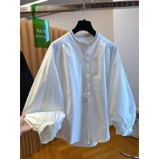 批发轻奢高级感钉珠圆领衬衫女2026新款春装宽松洋气超好看泡泡袖上衣