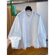 批发超好看钩花镂空白色衬衫女<b class='q'>长袖</b>2026新款早春宽松洋气内搭叠穿上衣