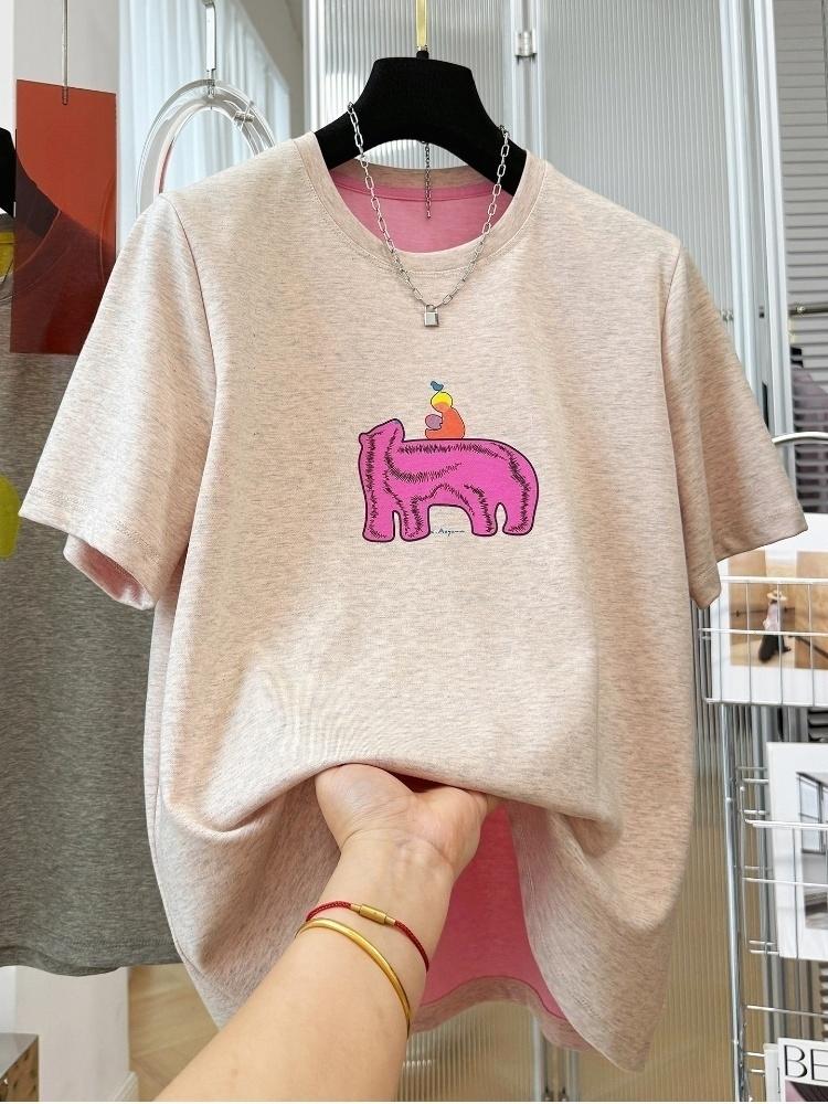 고유 한 슈퍼 잘 생긴 연령 감소 북극곰 배색 반팔 티셔츠 루즈핏 캐주얼 맨위 여성 면 2026 년 여름 새로운