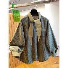 批发超火洋气欧货大版格子<b class='q'>衬衫女</b>2026新款宽松显瘦独特漂亮胖MM上衣秋