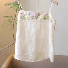 批发新中式复古<b class='q'>蔷薇</b>腮红醋酸国风刺绣汉元素暗纹提花百搭日常背心吊带