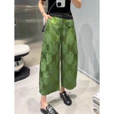 批发高腰提花九分裤秋季国风裤新中式裤子宽松洋气时髦半松紧腰阔腿裤