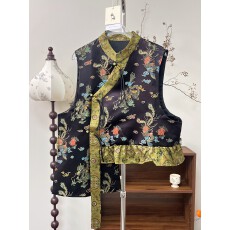 批发凤舞新中式国风复古提花马甲女秋款<b class='q'>原创</b><b class='q'>设计</b>马夹刺绣不规则上衣