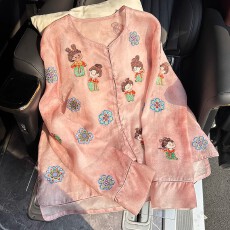 批发盛世大唐新中式国风桑蚕丝<b class='q'>欧根纱</b>2025秋季唐人刺绣衬衫上衣外套女