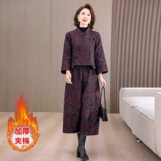 批发新中式国风马甲套装春季妈妈减龄<b class='q'>时尚</b>洋气时髦气质阔腿裤两件套女