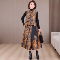 批发新中式妈妈国风套装冬装<b class='q'>时尚</b>女装端庄大气贵气穿搭裤子马甲两件套
