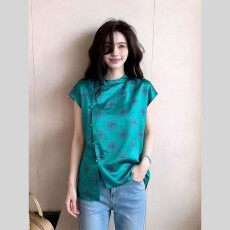 批发新中式中国风年轻款盘扣改良唐装衬衫外套女2026夏季新款上衣小衫