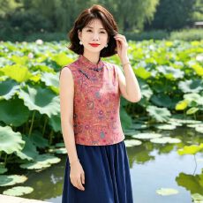 2026新中式国风洋气提花马甲上衣女夏季新款高端气质减龄无袖衬衫