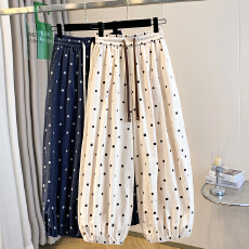 批发实拍2026夏季棉麻波点气球裤女宽松阔腿百搭九分<b class='q'>哈伦裤</b><b class='q'>韩版</b>灯笼裤