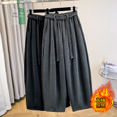 批发实拍老钱风冬季加厚羊绒弯刀裤<b class='q'>女</b>高腰显瘦拖地裤垂感外穿气球<b class='q'>长裤</b>