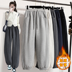 批发奥粒绒加厚保暖束脚卫裤女冬季新款百搭显瘦<b class='q'>运动裤</b>韩版休闲<b class='q'>哈伦</b>裤