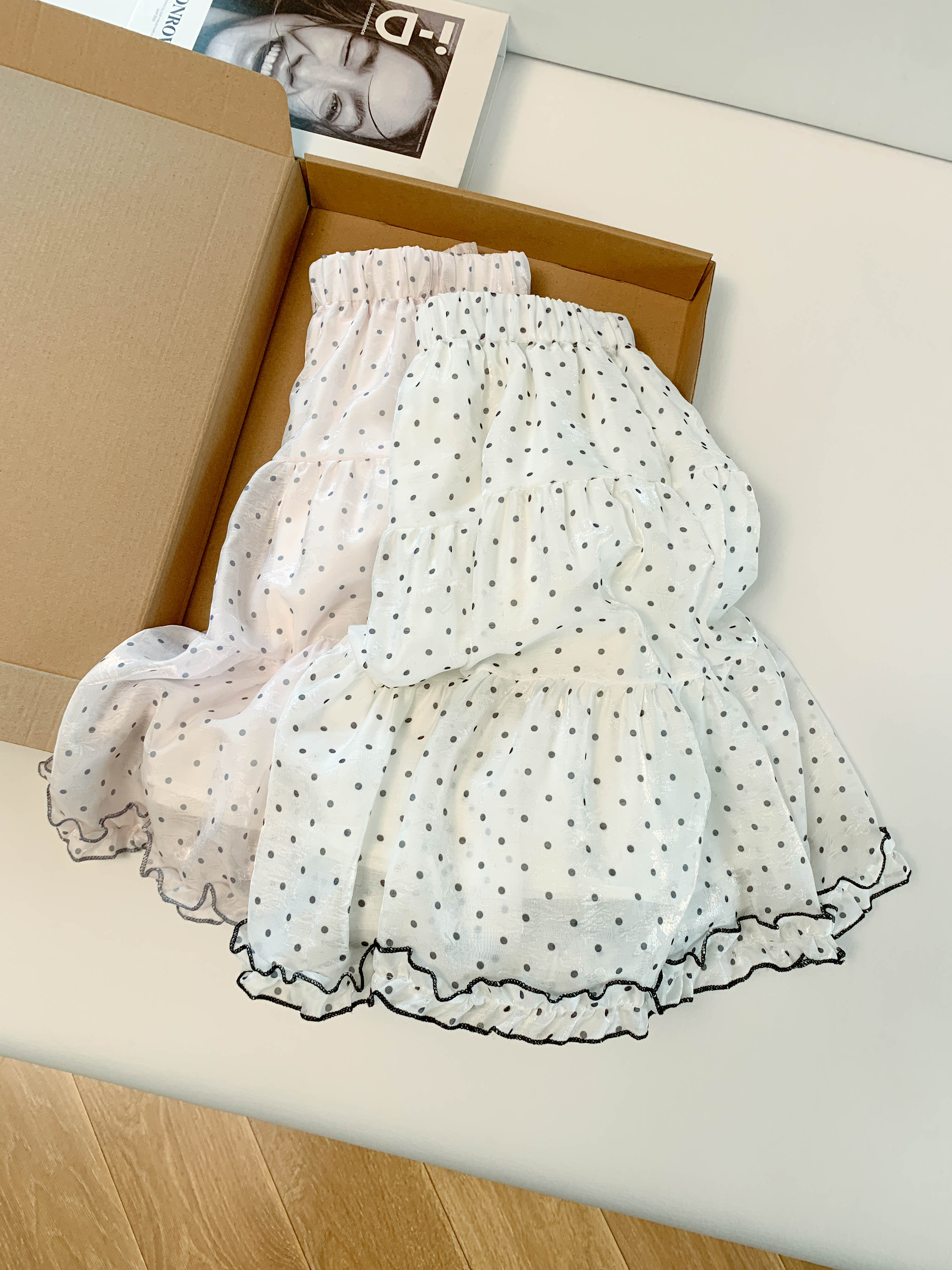 실사 2026 봄 여름 작은 키 순수한 욕망 달콤함 도트 무늬 케이크 드레스 패치워크 프릴 유리 실 A라인 스커트