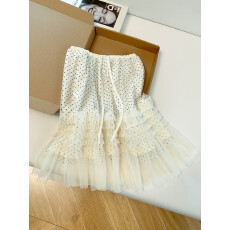 批发小个子波点半身裙女2026春夏高腰气质<b class='q'>网纱</b>伞裙A字蓬蓬蛋糕中<b class='q'>长裙</b>