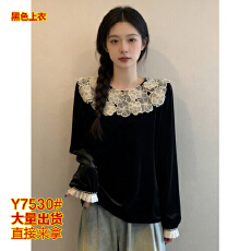 批发推荐新品秋季新款<b class='q'>胖妹妹</b>大码甜美减龄重工立体刺绣花朵镶钻金丝绒