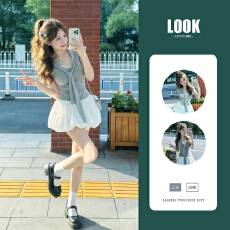 批发韩系t恤<b class='q'>蕾丝</b>短袖上衣女装夏季高腰<b class='q'>半身裙</b>白色花苞短裙两件套套装