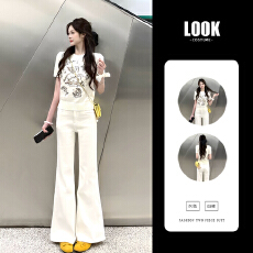 批发温柔<b class='q'>白色</b>小马提花冰丝针织短袖T恤女2026春夏韩系减龄百搭上衣潮