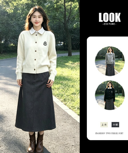 조기 가을 2026 슈퍼 화재 연령 감소 자이언트 잘 생긴 아름다운 아름다운 한 부서 전체 집합 ootd 착용 가져 가라. 투피스 슈트 여성