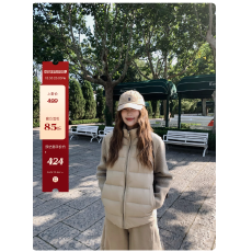 批发小君君布兰妮【10/30新】松弛边缘/时髦毛衣拼接<b class='q'>羽绒服</b>小立领外套