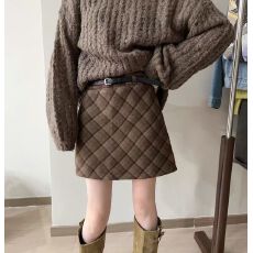 批发高品质羊绒格子<b class='q'>百搭</b>短裙