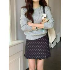 批发韩版甜美小<b class='q'>清新</b>木耳边碎花A字短裙百搭高腰包臀裙
