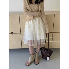 批发法式超仙网纱半身裙女春季新款蓬蓬蛋糕裙高腰显瘦百搭a字<b class='q'>短裙</b>子