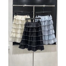 批发法式荷叶边撞色蓬蓬<b class='q'>半身裙</b>女春季2026高腰显瘦A字褶皱层层蛋糕裙