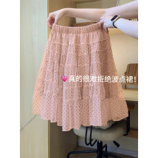 批发波点抽绳松紧腰<b class='q'>半身裙</b>女2026年春季新款减龄韩系纯欲风A字中裙子