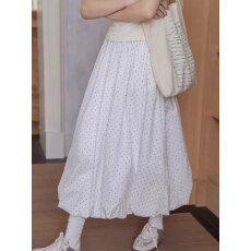 批发法式白色波点漂亮花苞半身裙女2026春季新款独特气质裙子