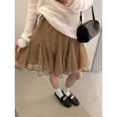 批发十三行韩国货网纱波点不规则松紧腰半身裙女春夏新款韩版