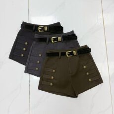批发呢子甜酷辣妹双排纽扣短款女设计感修身显瘦低腰包臀热裤