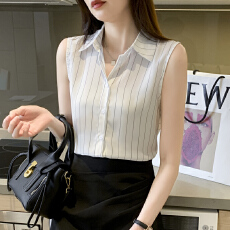 批发实拍洋气豹纹夏季坎肩背心女外穿衬衫无袖<b class='q'>雪纺</b><b class='q'>打底衫</b>内搭上衣