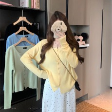 批发实拍 大码女装春秋胖妹妹针织<b class='q'>开衫</b>韩系穿搭上衣v领短款<b class='q'>长袖</b>外套