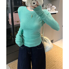 批发实拍<b class='q'>大码</b>女装春秋胖mm基础款针织打底衫简约圆领套头内搭长袖上衣