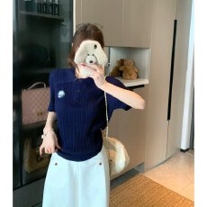 批发实拍 图片在详情里 <b class='q'>大码</b>夏季胖mm正肩针织短袖polo领刺绣薄款上衣