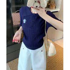 批发实拍 图片在详情里 大码夏季胖mm正肩针织短袖polo领刺绣薄款上衣