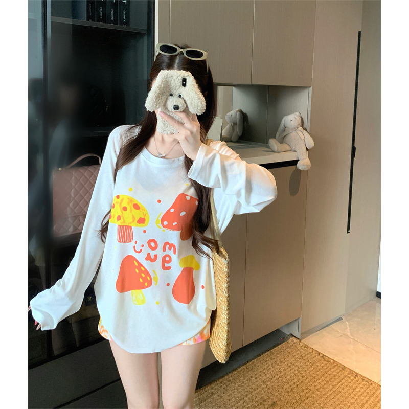실사 빅 사이즈 여름 지방 mm 긍정적 인 어깨 티셔츠 버섯 긴팔 맨위 마이크로 ~을 통해 얇은 스타일 자외선 차단 블라우스 에어컨 셔츠