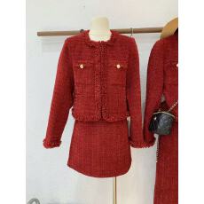 批发小香风套装<b class='q'>红色</b>订婚礼裙女秋冬新娘结婚便装敬酒服婚服外套